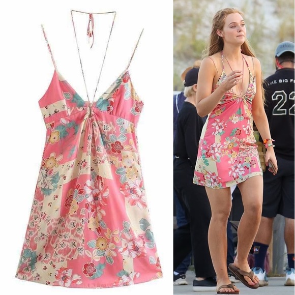 Zara Pink Floral Patchwork Mini Dress - Picture 1 of 16